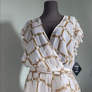 Cream Chiffon dress with chain design throughout